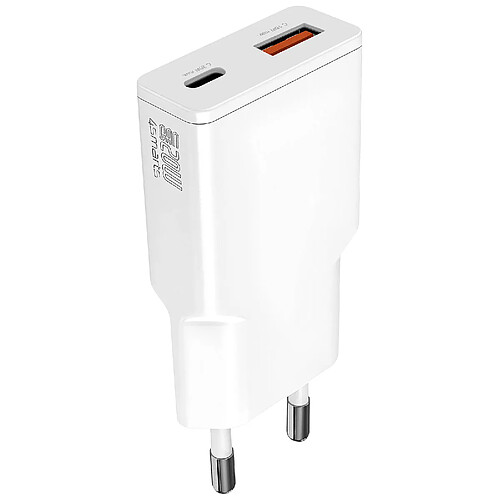 4smarts Chargeur Secteur USB-C GaN 20W + USB Format Compact Blanc