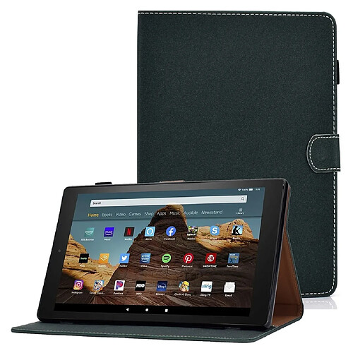 Etui en PU magnétique avec support et porte-cartes pour votre Amazon Fire HD 10 (2015)/(2017)/(2019) - vert