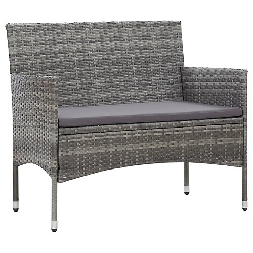 Maison Chic Salon de jardin 4 pcs + coussins - Mobilier/Meubles de jardin - Table et chaises d'extérieur Résine tressée Gris -MN54816