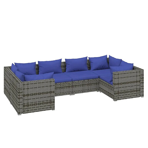 Maison Chic Salon de jardin 6 pcs + coussins - Mobilier/Meubles de jardin - Table et chaises d'extérieur résine tressée gris -MN29373