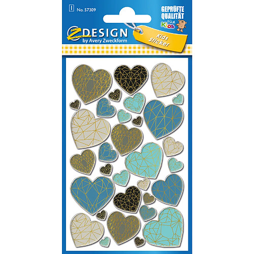 AVERY Zweckform ZDesign Sticker en relief KIDS 'Coeurs' ()