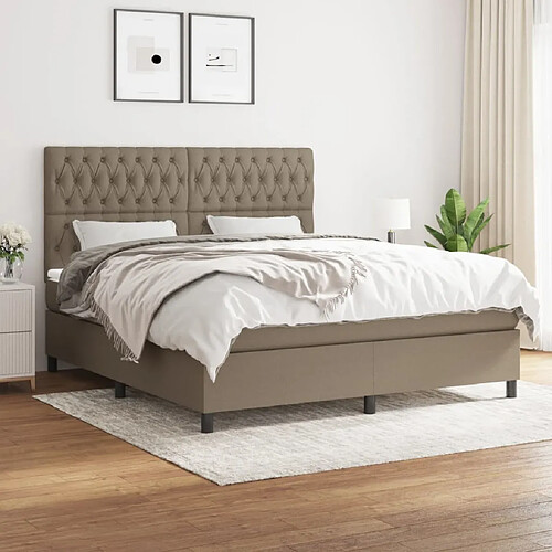 vidaXL Sommier à lattes de lit avec matelas Taupe 180x200 cm Tissu