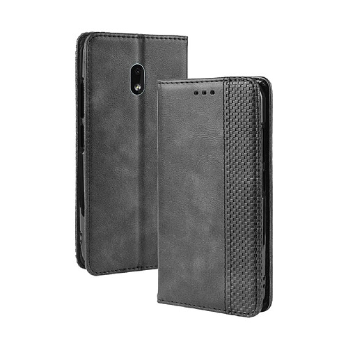 Wewoo Housse Coque Étui en cuir à boucle magnétique avec texture rétro pour Crazy Horse et rabat horizontal Nokia 2.2avec supportlogements cartes et cadre photo Noir