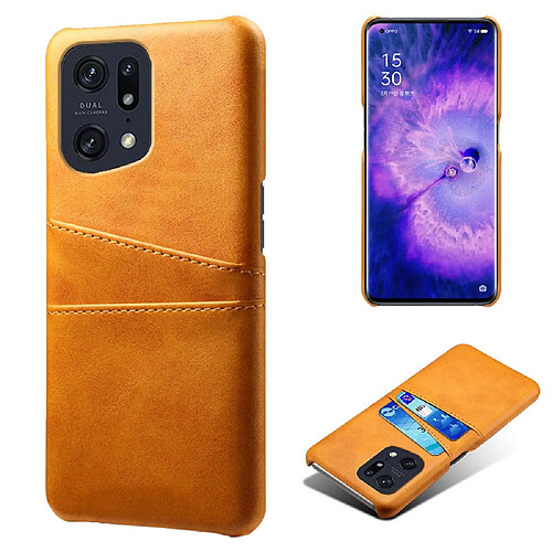 Coque en TPU + PU antichoc, anti-rayures avec porte-cartes, orange pour votre Oppo Find X5 Pro