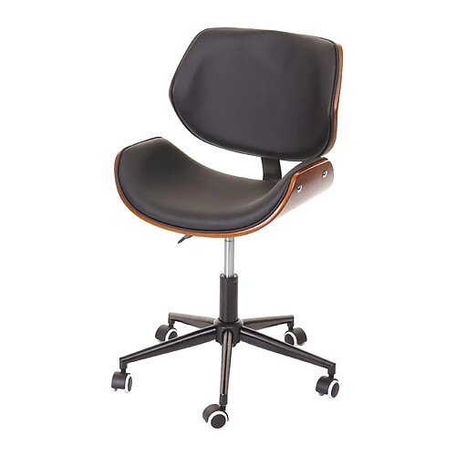 Decoshop26 Chaise fauteuil de bureau pivotante aspect noyer courbé hauteur réglable pivotante design rétro marron 04_0001858