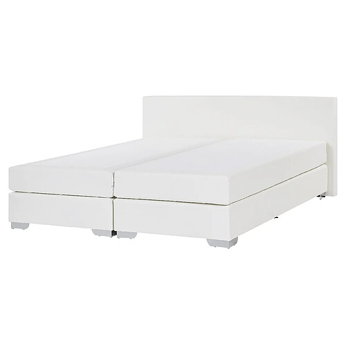 Beliani Lit boxspring en cuir PU blanc 160x200 cm PRESIDENT