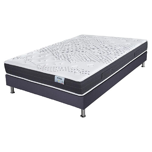 Ebac Matelas mousse + Sommier Omega Volcan 140x190 Myriade - H. 21 cm - Soutien équilibré