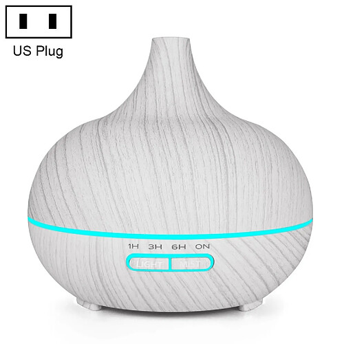 Wewoo Purificateur d'air Humidificateur de bouche pointu de machine de parfum de texture en bois 400ml avec la lumière colorée de LEDspécification de prise des USA blanc