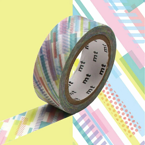 Masking tape motifs bandes colorés - 1,5 cm x 7 m