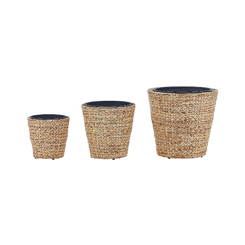 Beliani Lot de 3 pots de fleurs PLAKA Osier Naturel