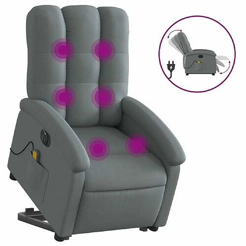 Maison Chic Fauteuil Relax pour salon, Fauteuil inclinable de massage électrique Gris foncé Tissu -GKD73829