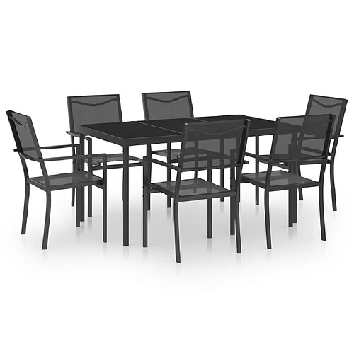 Maison Chic Salon de jardin de salle à manger 7 pcs,Table et Chaises d'extérieur,Mobilier de jardin Acier -MN94289