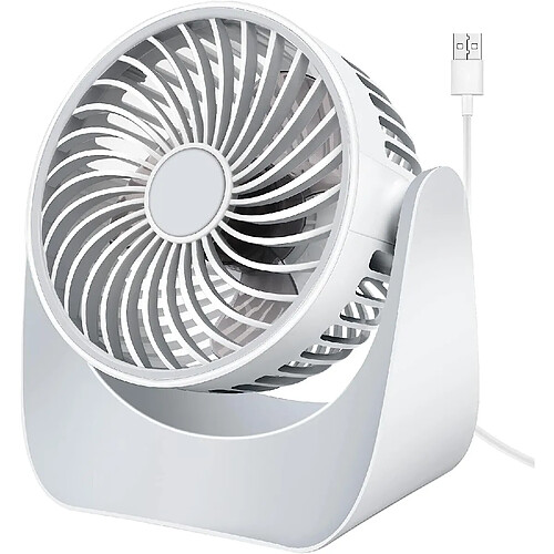 Ventilateur Usb Silencieux, Petit Ventilateur De Table Portable Puissant à Rotation De 360 Degrés Pour Le Camping De Voiture De Chambre à Coucher En Plein Air (Blanc)