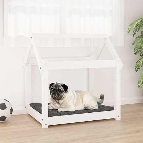 vidaXL Lit pour chien Blanc 71x55x70 cm Bois de pin solide