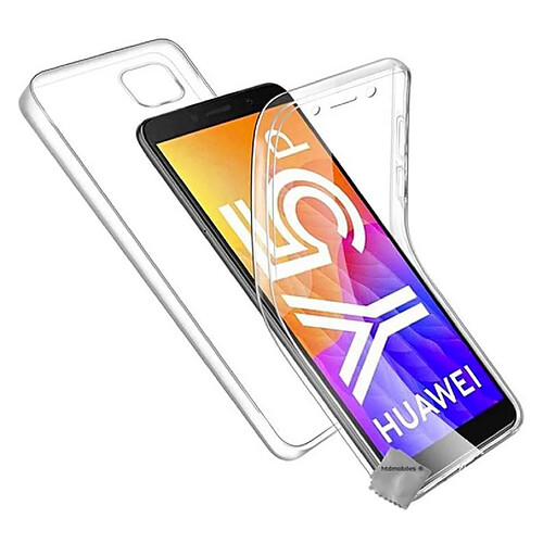 Htdmobiles Coque silicone gel fine 360 integrale (avant et arriere) pour Huawei Y5p + film ecran - TRANSPARENT