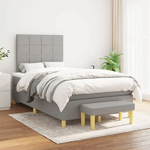 Maison Chic Lit Adulte - Lit simple Lit à sommier tapissier avec matelas moelleux - Meuble de Chambre - Gris clair 120x200cm Tissu -MN90372