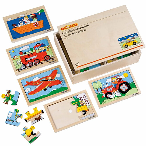 Educo Boîte à puzzles - Véhicules - jeu Montessori