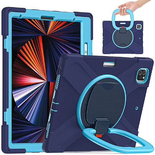 Coque en TPU + silicone à absorption magnétique, hybride avec béquille bleu marine/bleu pour votre Apple iPad Pro 12.9 pouces (2021)