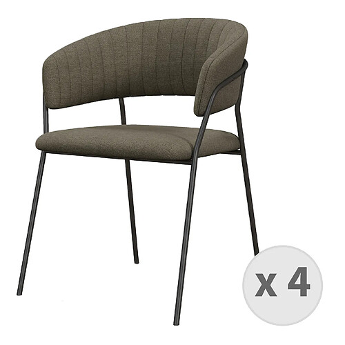 Moloo LUCA-Fauteuil de table en tissu Taupe et métal noi (x4)