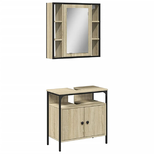 Maison Chic Armoire de Bain | Ensemble de 2 meubles salle de bain chêne sonoma -GKD30932