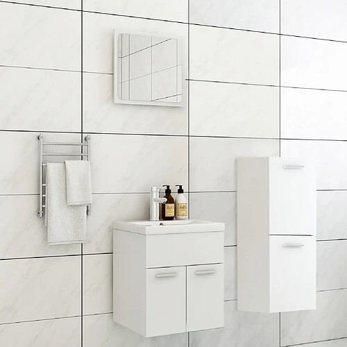 vidaXL Ensemble de meubles de salle de bain Blanc Aggloméré