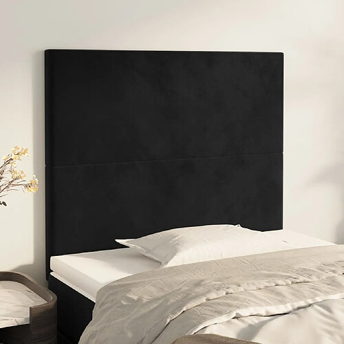 vidaXL Têtes de lit 2 pcs Noir 100x5x78/88 cm Velours