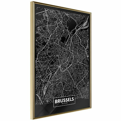 Paris Prix Affiche Murale Encadrée City Map Brussels Dark 30 x 45 cm Or