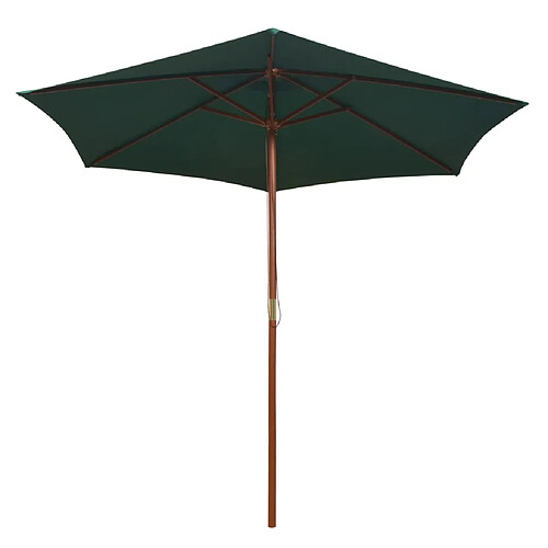 Helloshop26 Parasol mobilier de jardin avec poteau en bois 270 x 270 cm vert 02_0008141