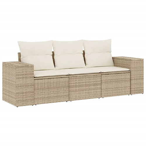 Maison Chic Salon de jardin avec coussins 3 pcs | Ensemble de Table et chaises | Mobilier d'Extérieur beige résine tressée -GKD41427