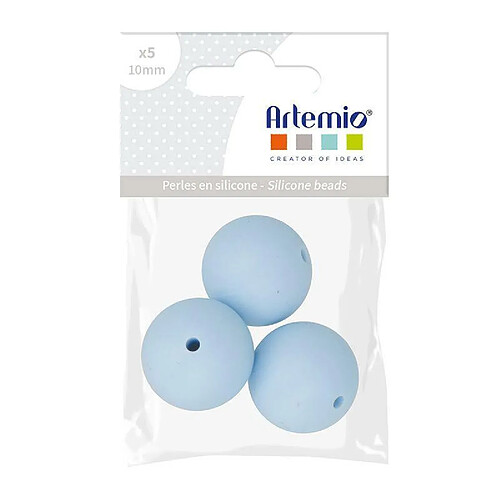 Artemio 3 perles silicone rondes - 15 mm - bleu pastel