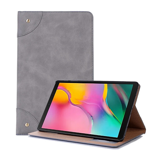 Wewoo Housse Coque Etui à rabat horizontal en cuir de style livre rétro pour Galaxy Tab A 10.1 2019 T510 / T515avec support et emplacements cartes et porte-monnaie Gris