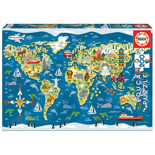 Educa Borras Educa puzzles 200 pieces mappemonde