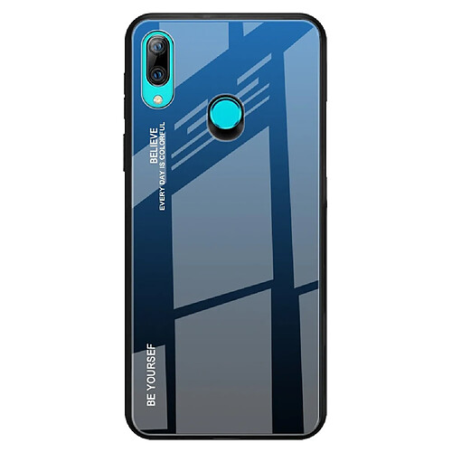 Wewoo Coque Pour Huawei P Smart Z Gradient Color Glass Case Bleu