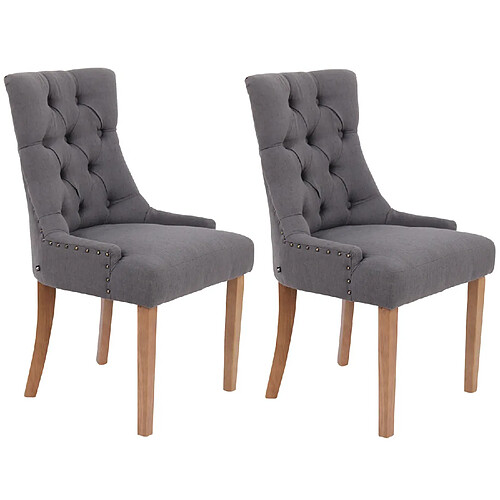 Decoshop26 Lot de 2 chaises de salle à manger avec boutons décoratives assise en tissu gris foncé 10_0001525