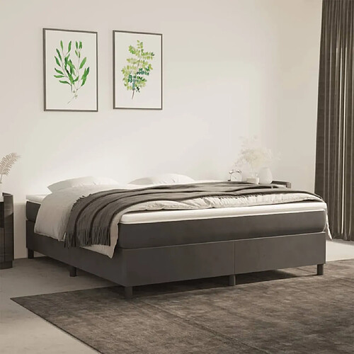 Maison Chic Lit Adulte - Lit simple Lit à sommier tapissier et matelas moelleux - Meuble de Chambre - Gris foncé 180x200cm Velours -MN74420