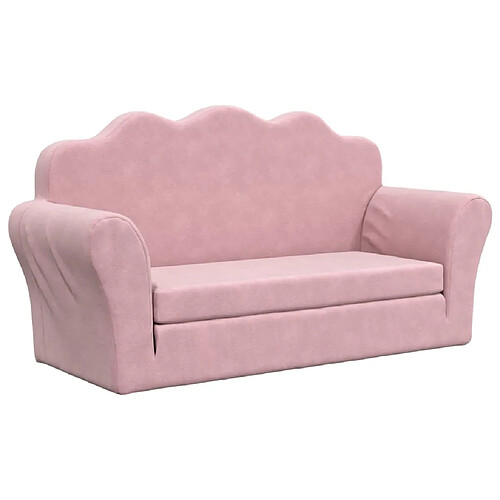 Maison Chic Canapé-lit convertible 2 places, Clic-Clac pour enfants rose peluche douce -GKD53717