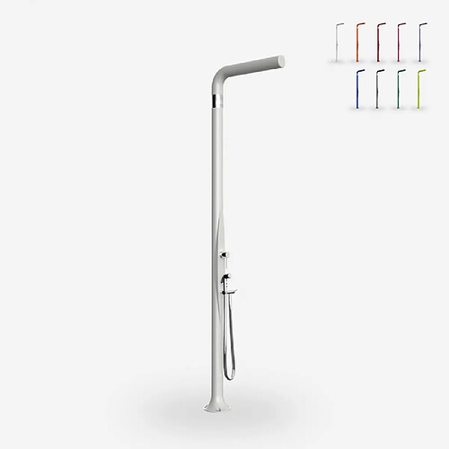 Douche extérieure de jardin au design moderne avec mitigeur Arkema Design Funny Yang T245, Couleur: Blanc