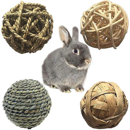 Jouets à Mâcher de Lapin-Paquet De 4 Jouets à Mâcher De Gerbille Jouet D'Activité Pour Petits Animaux Pour Lapins Lapins Cobayes Gerbilles Jouets d'Herbe