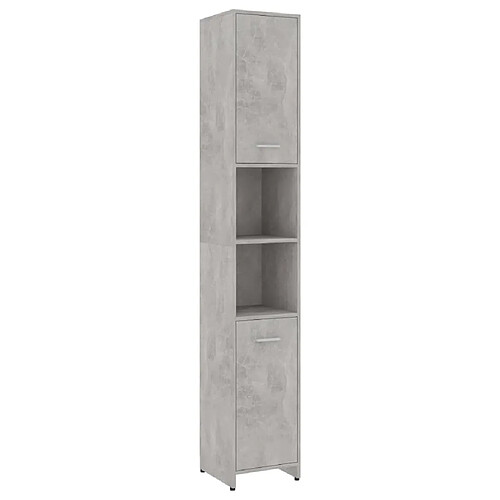 Maison Chic Armoire de salle de bain,Meuble de rangement,Meuble haut Gris béton 30x30x183,5 cm Aggloméré -GKD429470