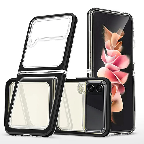 Coque en TPU + acrylique anti-chute, transparent, hybride noir pour votre Samsung Galaxy Z Flip3 5G