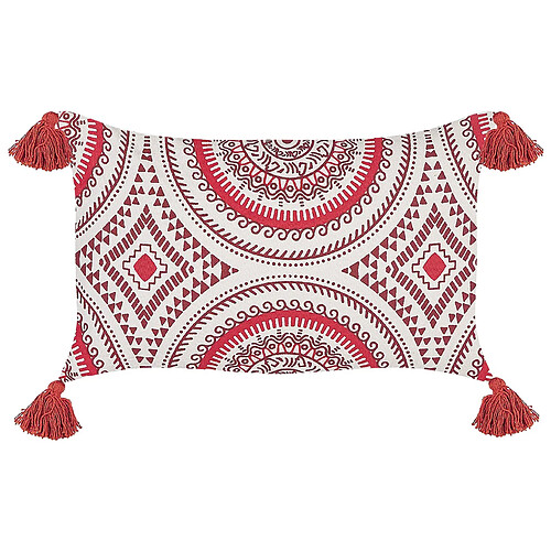 Beliani Coussin ANTHEMIS Coton 30 x 50 cm Oriental Rouge