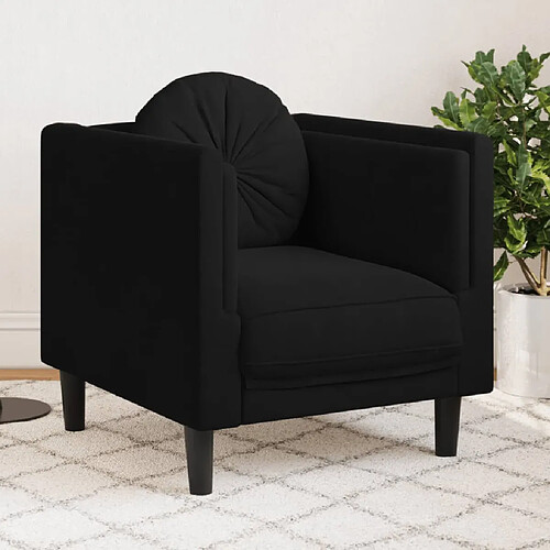 vidaXL Fauteuil avec coussin noir velours