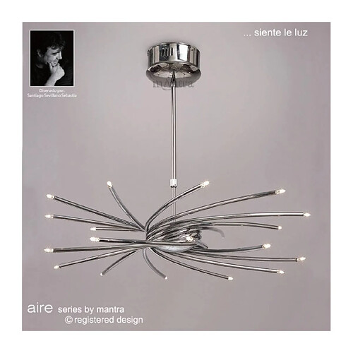 Luminaire Center Suspension Aire télescopique 20 Ampoules G4 Curved Arms, chrome poli