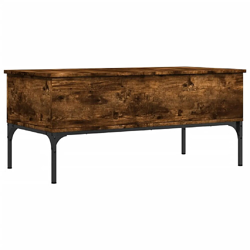 Maison Chic Table basse pour salon | Table à café chêne fumé 100x50x45 cm bois d'ingénierie et métal -GKD63932