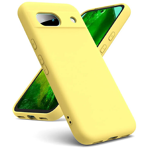 Htdmobiles Coque pour Google Pixel 8a - housse etui silicone gel fine + verre trempe - JAUNE