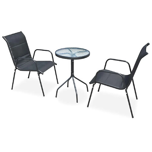 vidaXL Ensemble de bistro 3 pcs Acier Noir