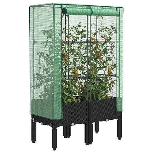 vidaXL Jardinière surélevée avec housse aspect rotin 80x40x140 cm