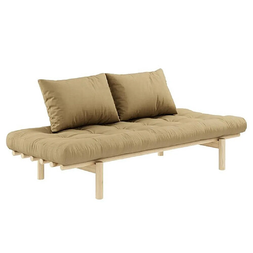 Inside 75 Méridienne futon PACE en pin coloris beige blé couchage 75*200 cm.