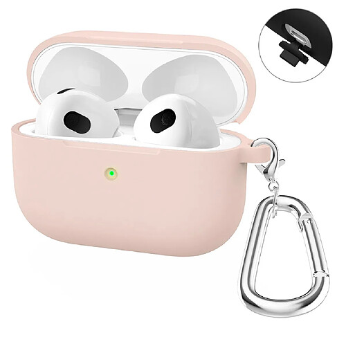 Coque en silicone antichoc avec mousqueton rose clair pour votre Apple AirPods Pro 2 (2021)