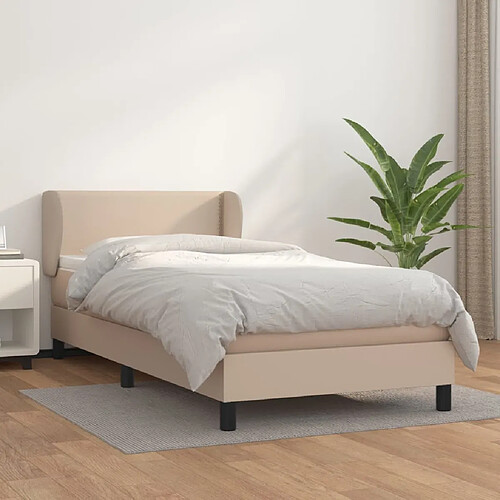 vidaXL Sommier à lattes de lit avec matelas Cappuccino 90x200 cm